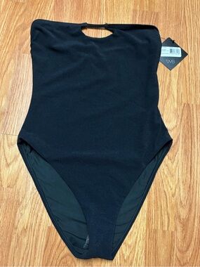 NWT VYB Swim Vicious Young Babes Black Keyhole Bandeau One Piece Swimsuit S